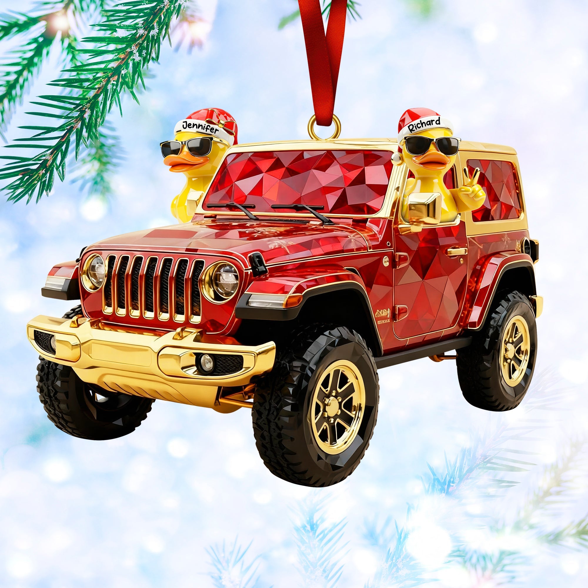 Jolly Off-road Ride With Duck Gang - Personalized Gift for Adventure Enthusiasts Ornament PopCulturePrints