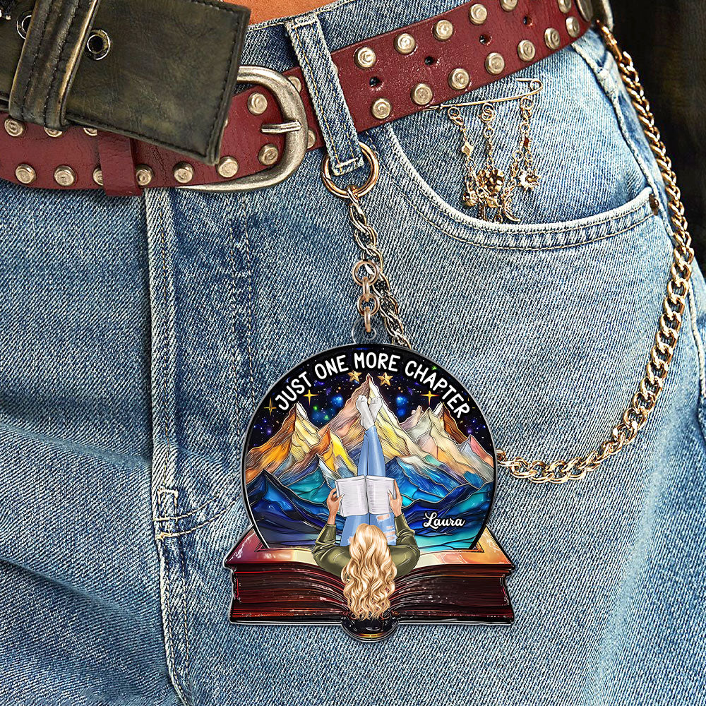 Personalized Book Lover Keychain - Just One More Chapter Keychains PopCulturePrints