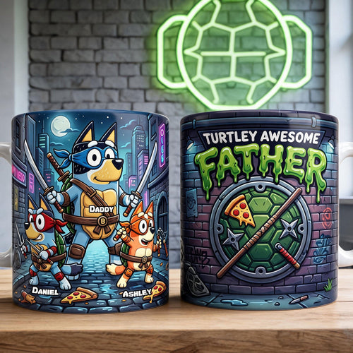 Turtley Awesome Father - Personalized Coffee Mug for Dads and Grandpas Coffee Mug PopCulturePrints