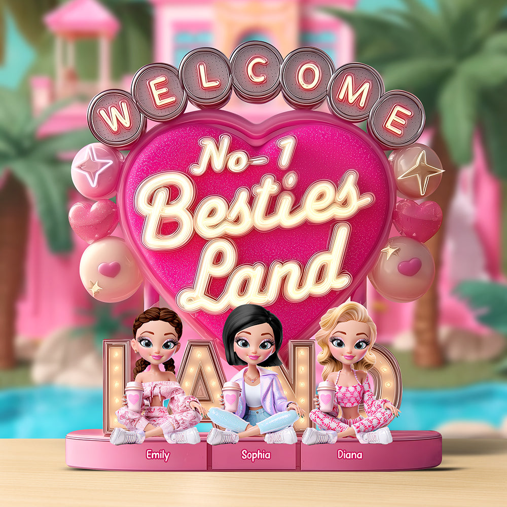 Welcome to Besties Land - Personalized Doll Plaque for Your Best Friends Shaped Plaques PopCulturePrints