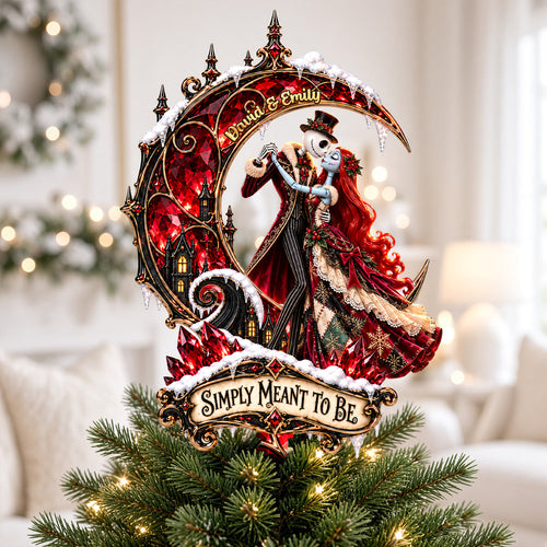 Simply Meant to Be – Spooky Couple Acrylic Christmas Tree Topper - Personalized Gifts For Couples Ornament PopCulturePrints