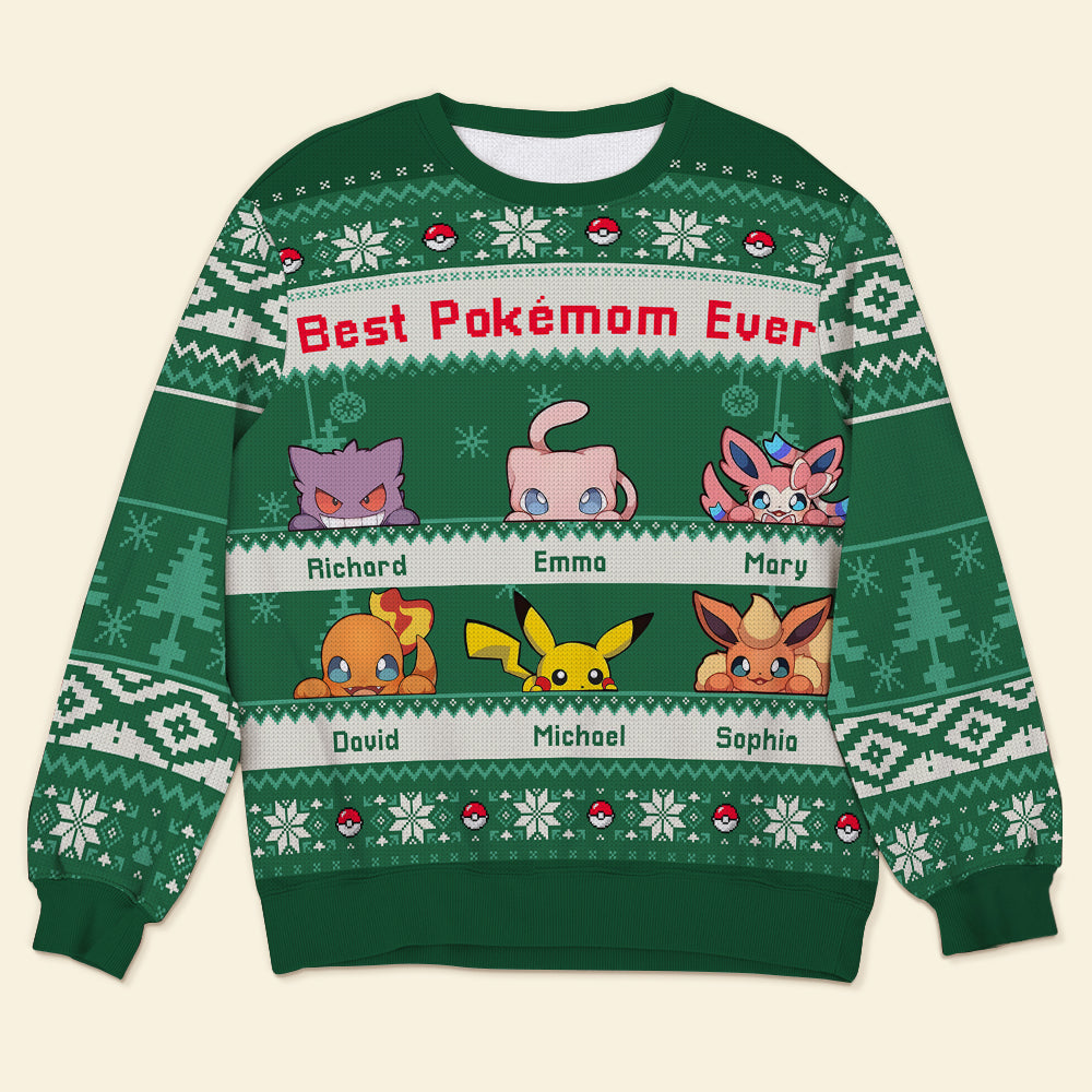Custom Ugly Sweater 'Best Pokémom Ever' for Moms Ugly Christmas Sweater PopCulturePrints