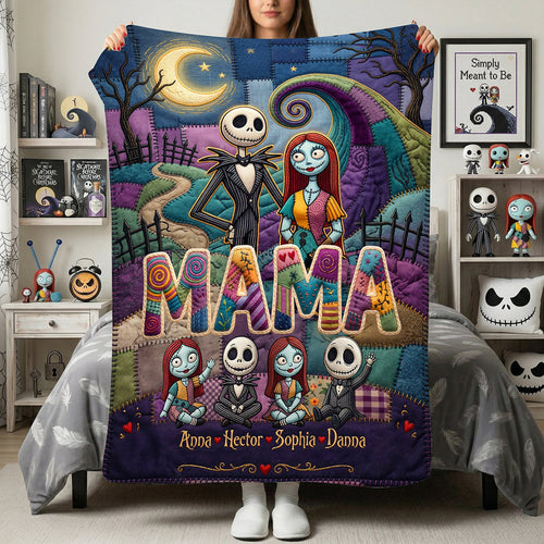 “Embrace the Spookiness!” - Personalized Mom and Kids Spooky Blanket - Custom Gift for Mom, Grandma, Kids Blanket PopCulturePrints