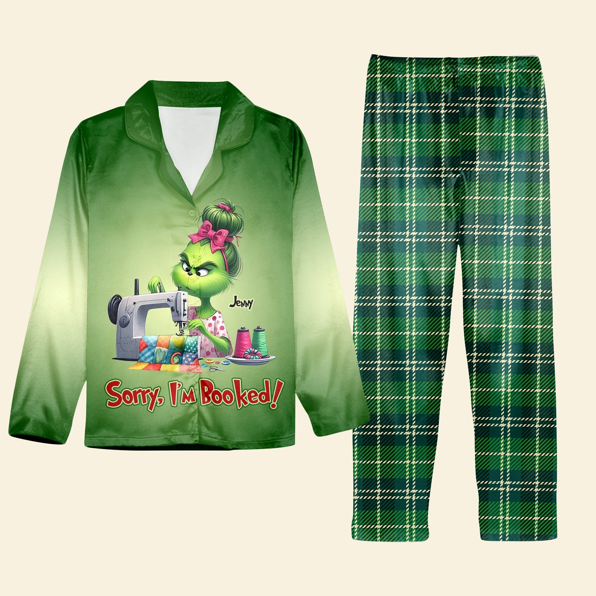 Personalized Quilter Pajama Set - Busy Sewing Gal