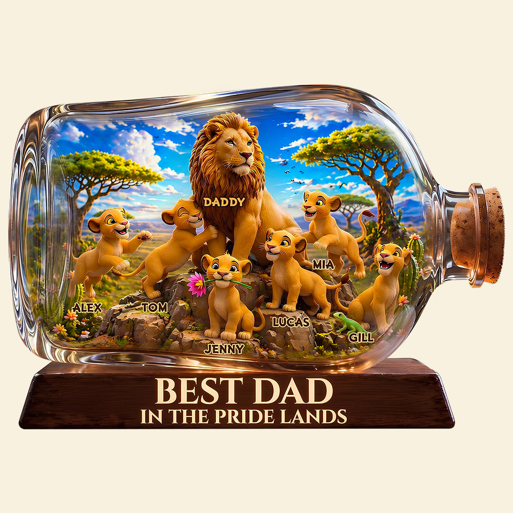 “The Best Dad In Pride Lands” - Personalized Acrylic Plaque - Unique Gift for Dad, Grandpa, and Father Figures Shaped Plaques PopCulturePrints