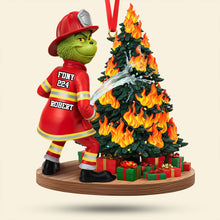 Load image into Gallery viewer, Funny Green Firefighter Ornament - Personalized Gift for Firefighters Ornament PopCulturePrints
