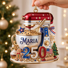 Load image into Gallery viewer, Celebrate Baking Joy - USA 250th Anniversary Stand Mixer Christmas Ornament - Personalized Gifts for Bakers
