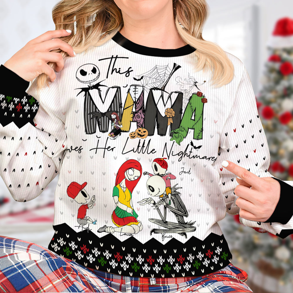 Personalized Horror Cartoon Ugly Sweater for Mom AOP Products PopCulturePrints