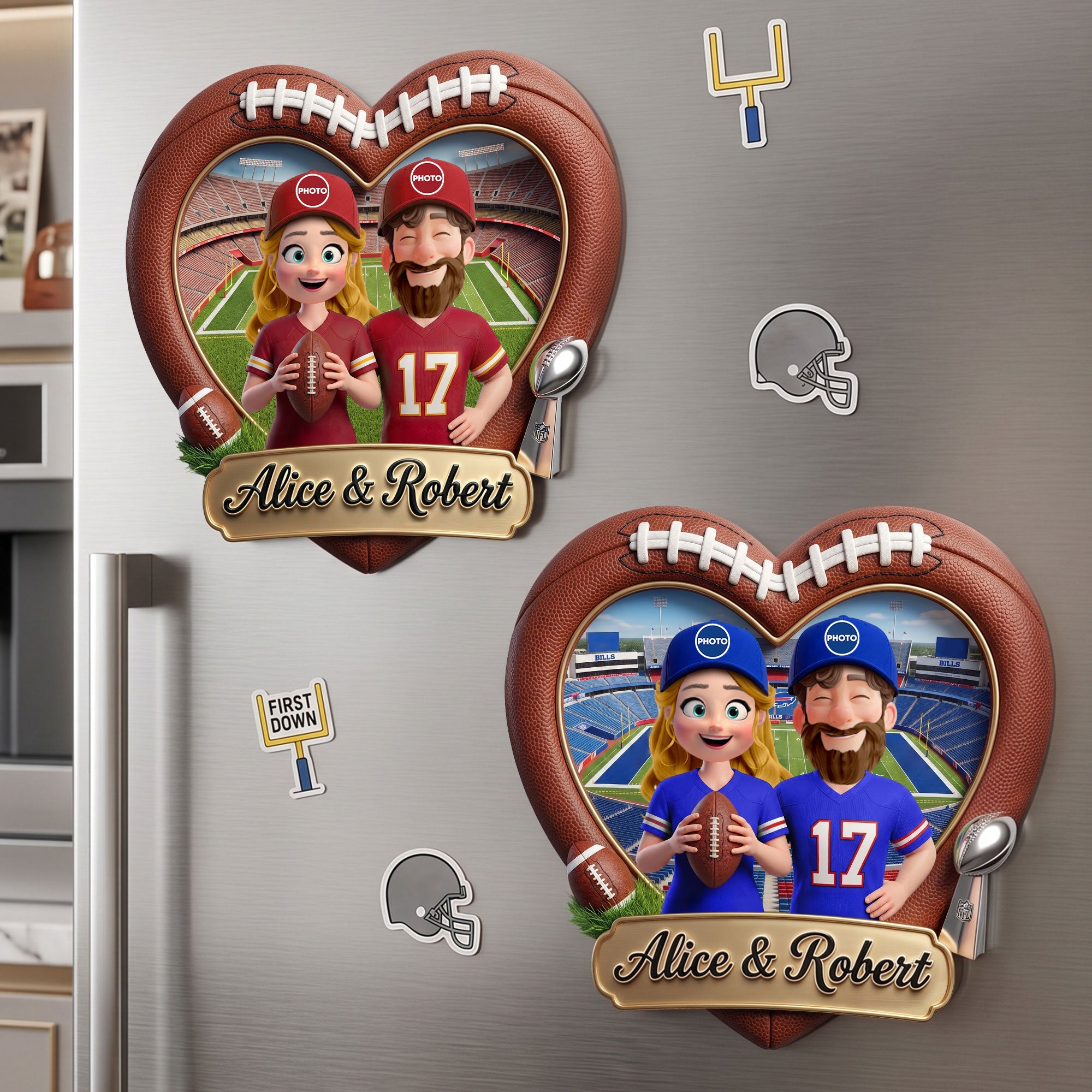 Love On The Field Fridge Magnet - Personalized Gifts For Couples 05huti140726 Fridge Magnet PopCulturePrints