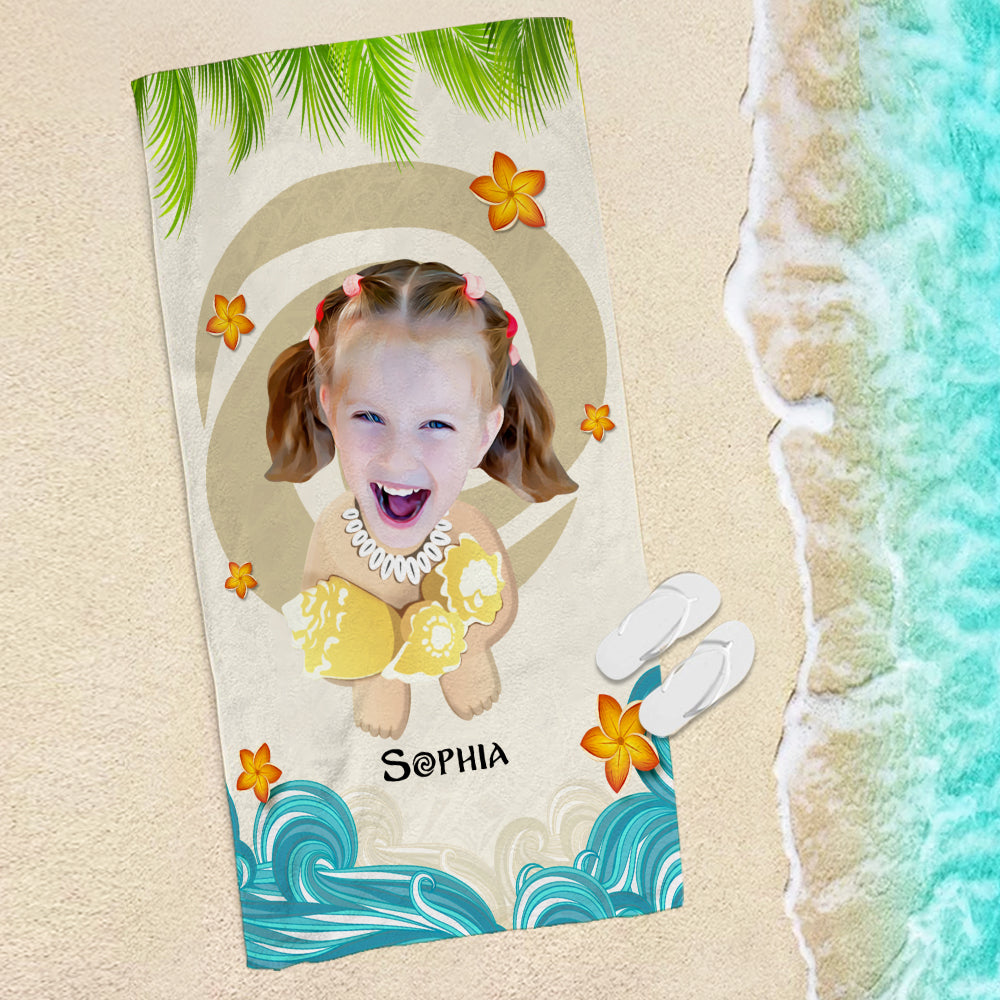 Personalized Baby Girl Beach Towel - Custom Summer Gift Beach Towel PopCulturePrints