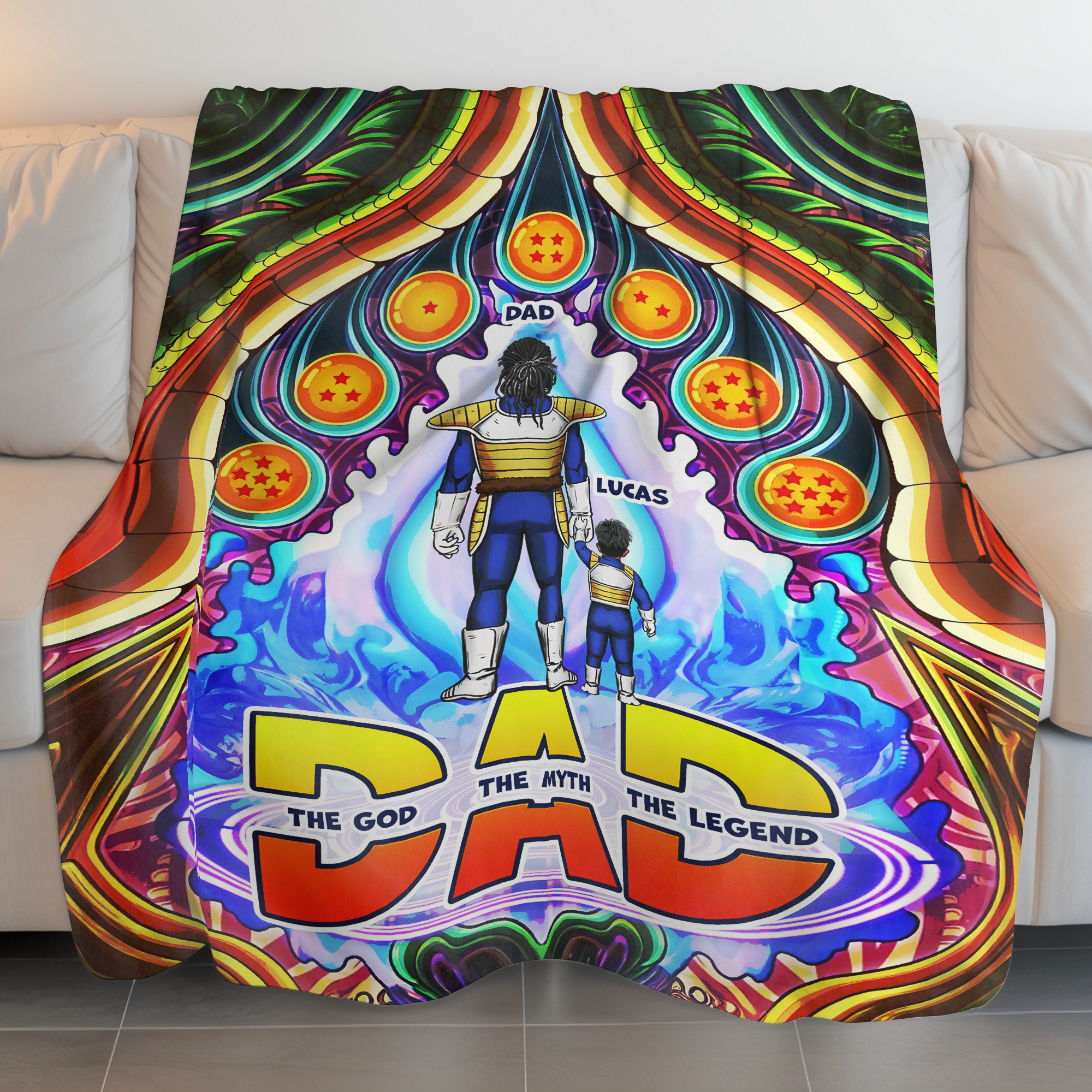 The God, The Myth, The Legend - Personalized Blanket for Dad Blanket PopCulturePrints