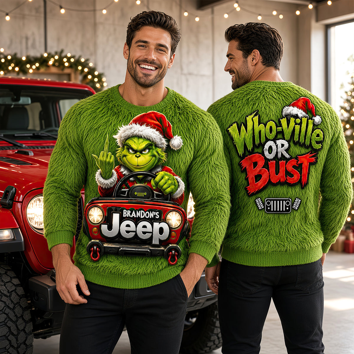 “Who-Ville or Bust”: Personalized Grinch Off-Road Journey 3D Shirt - Custom Gift for Off-Road Lovers