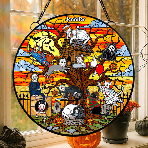 “Embrace the Spooky Spirit” - Creepy Cat Suncatcher Ornament - Personalized Gift for Cat Lovers & Horror Fans Ornament PopCulturePrints