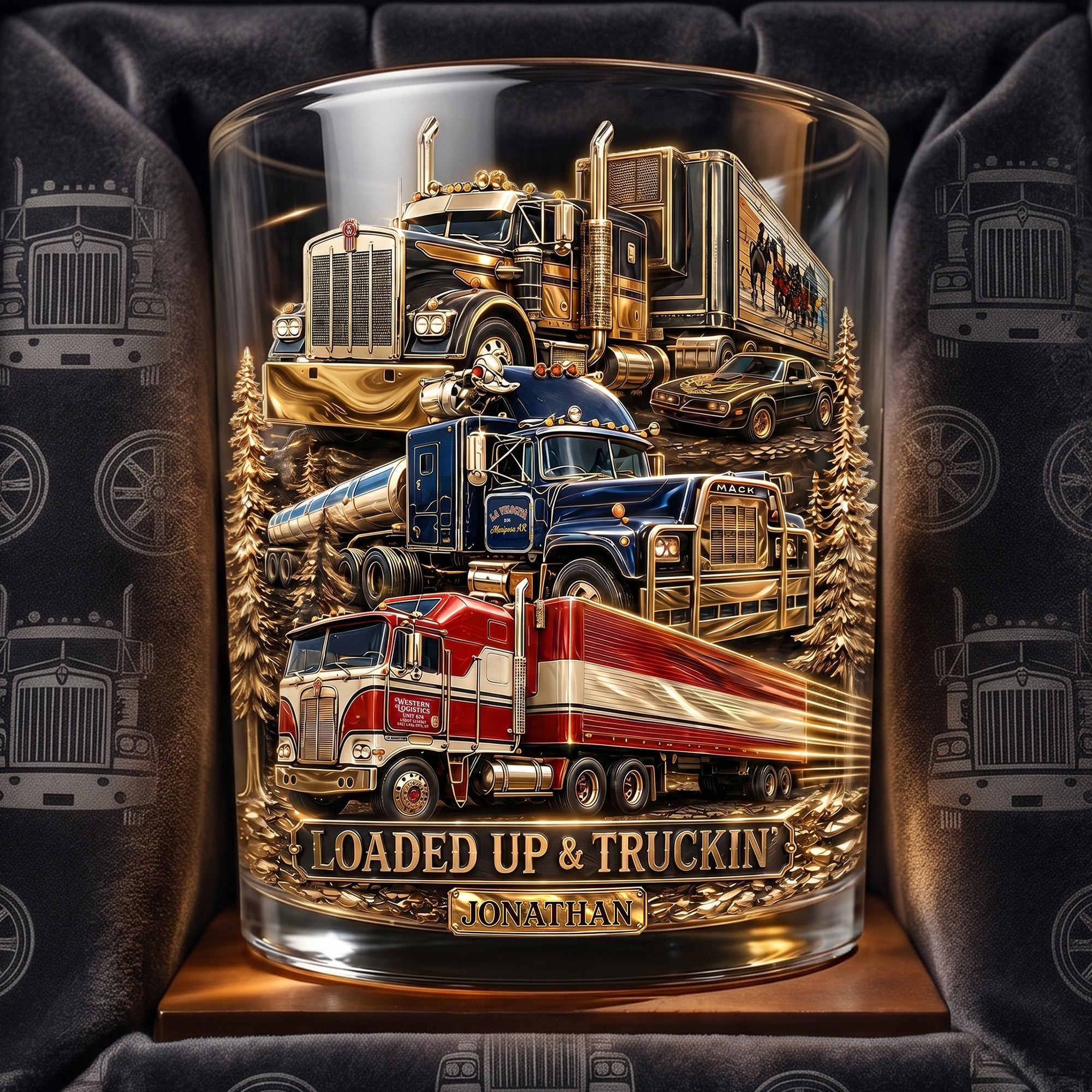 "Loaded Up & Truckin'" - Personalized Drinking Glass for Truckers