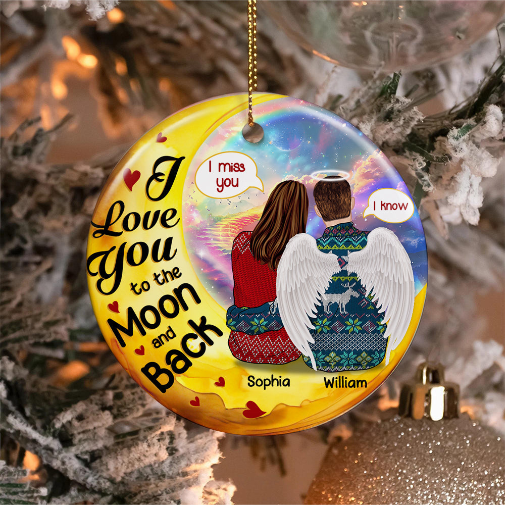 Personalized Couple Christmas Ornament - Love You To The Moon And Back - Valentine's Day Gifts Ornament PopCulturePrints