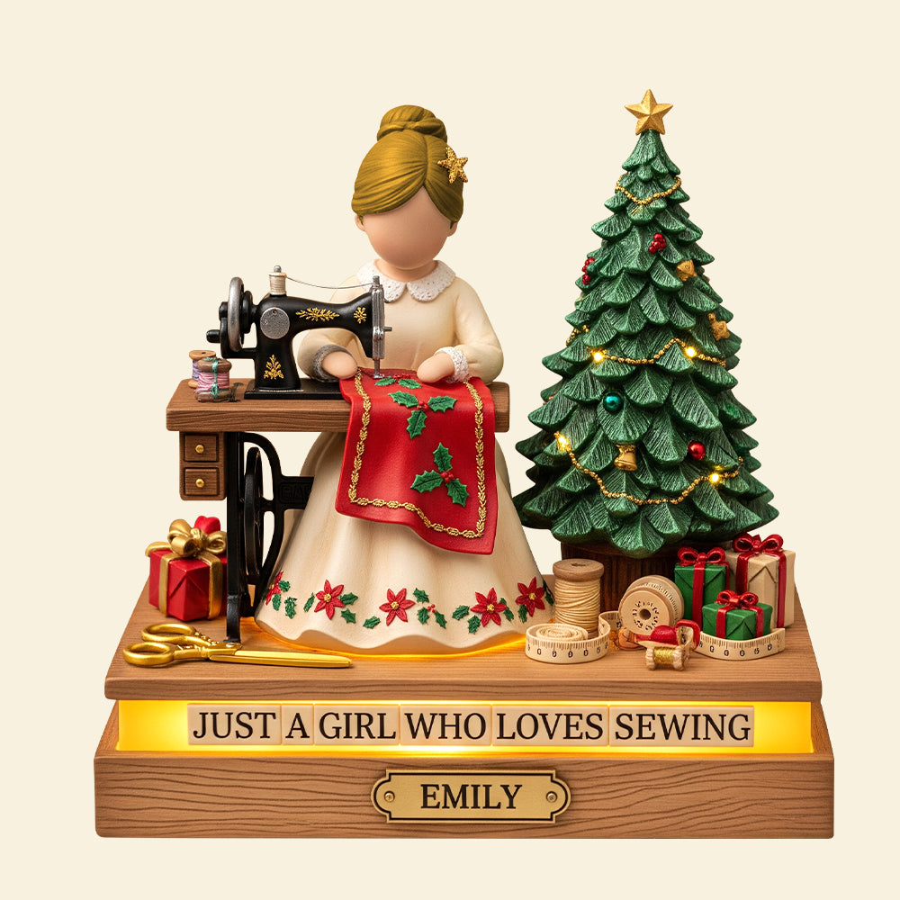 Just a Girl Who Loves Sewing - Personalized Sewing Girl Acrylic Light Box for Creative Souls Light Box PopCulturePrints