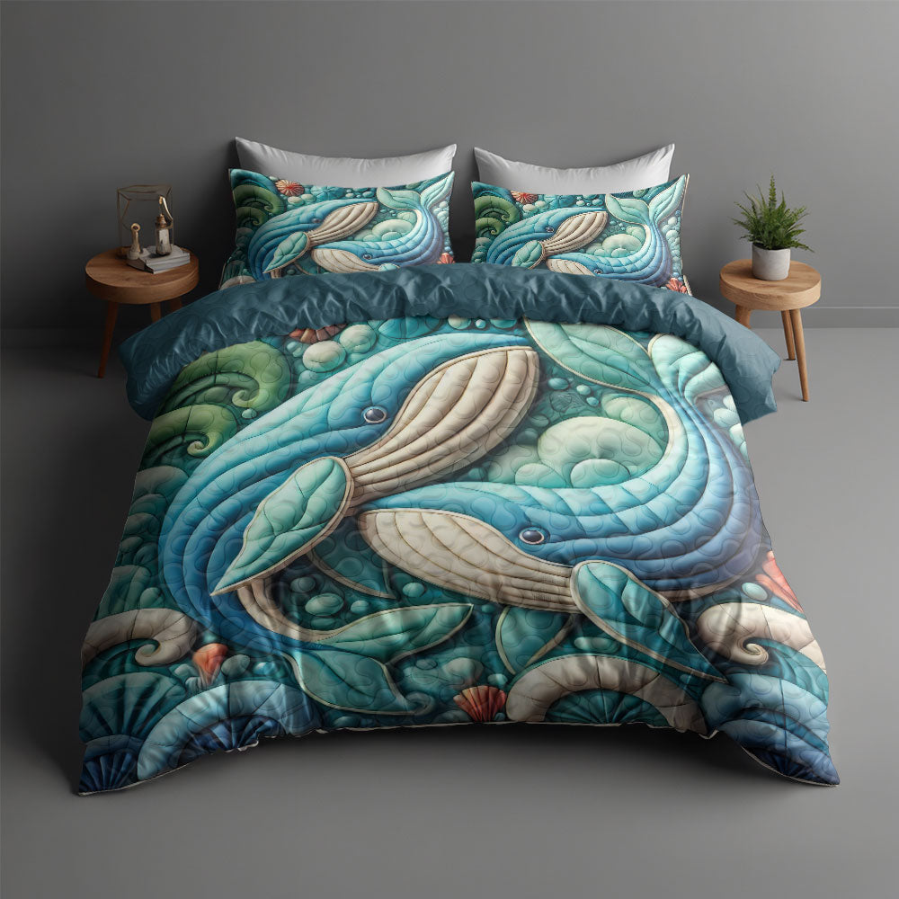 Whale Couple Quilt Bedding Set – A Perfect Gift for Couples Blanket PopCulturePrints