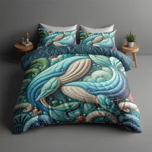 Load image into Gallery viewer, Whale Couple Quilt Bedding Set – A Perfect Gift for Couples Blanket PopCulturePrints
