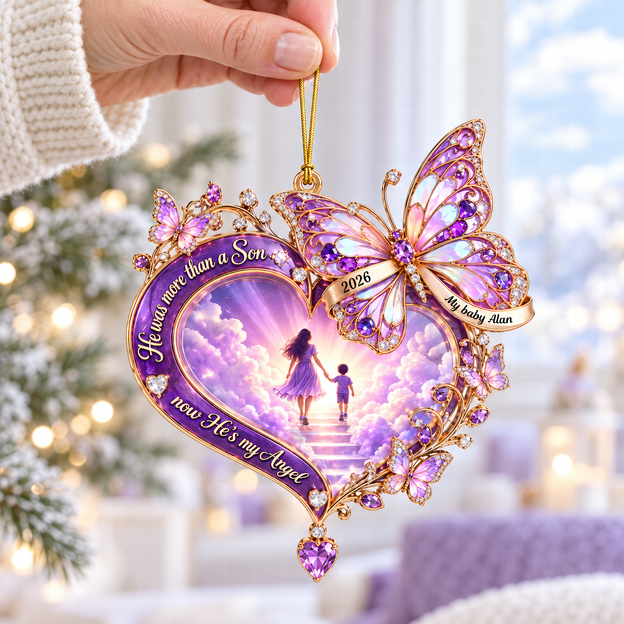 He was more than a Son, now He's my Angel - Personalized Memorial Acrylic Ornament Ornament PopCulturePrints