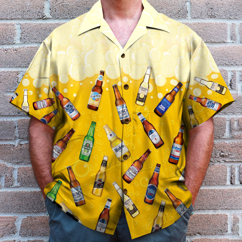 Personalized Hawaiian Shirt Set for Beer Lovers - Custom Name and Beer Brands