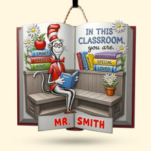 Load image into Gallery viewer, &quot;You Are Respected, Special, and Loved&quot; - Red Hat Cat Wood Sign - Personalized Gift for Teachers Wood Sign PopCulturePrints
