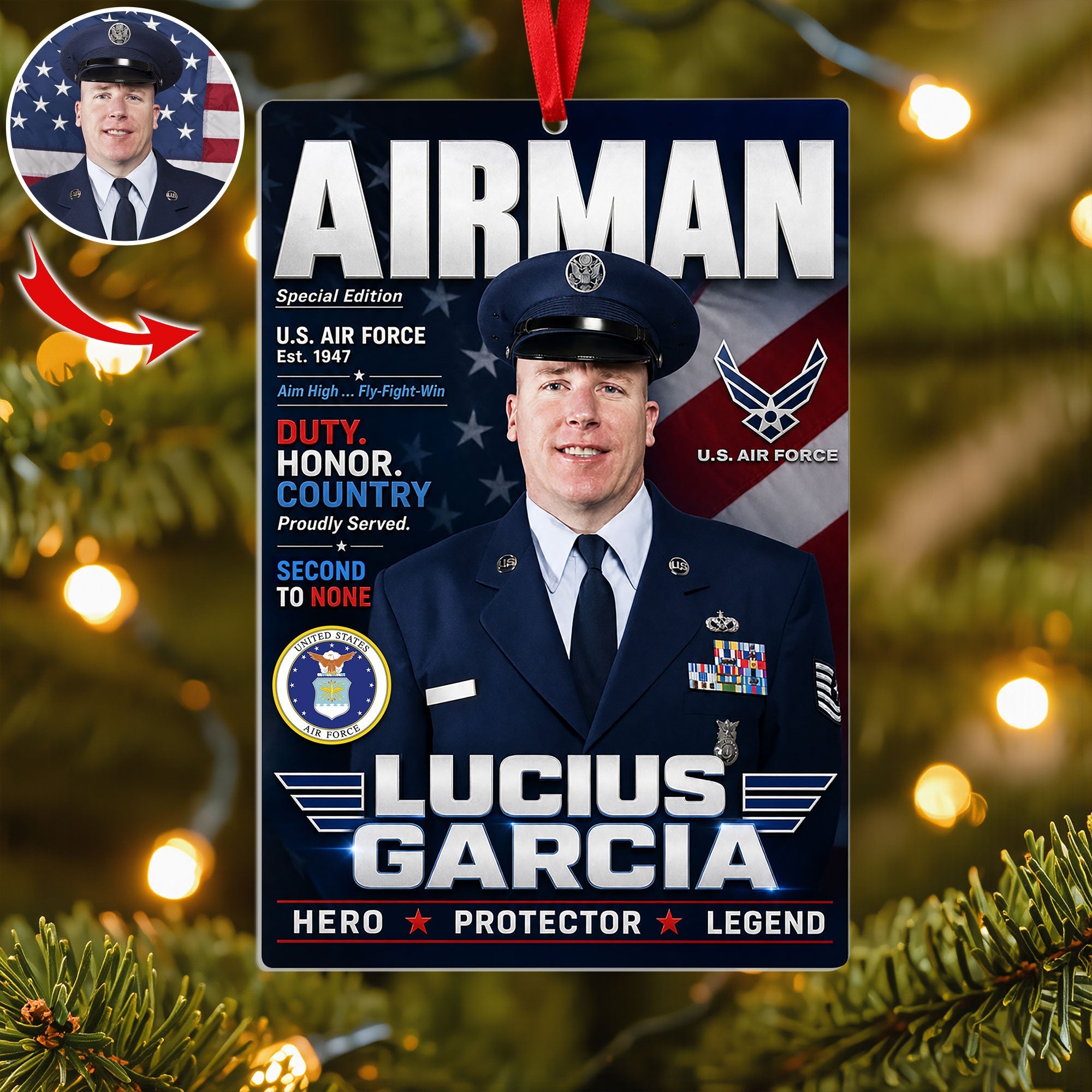 Honor Your Hero - Custom Photo Christmas Ornament for Proud Soldiers Ornament PopCulturePrints