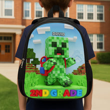 Load image into Gallery viewer, Unleash Adventure with Our Personalized Green Pixel Hero School Bag - Perfect Gift for Kids! Backpack PopCulturePrints
