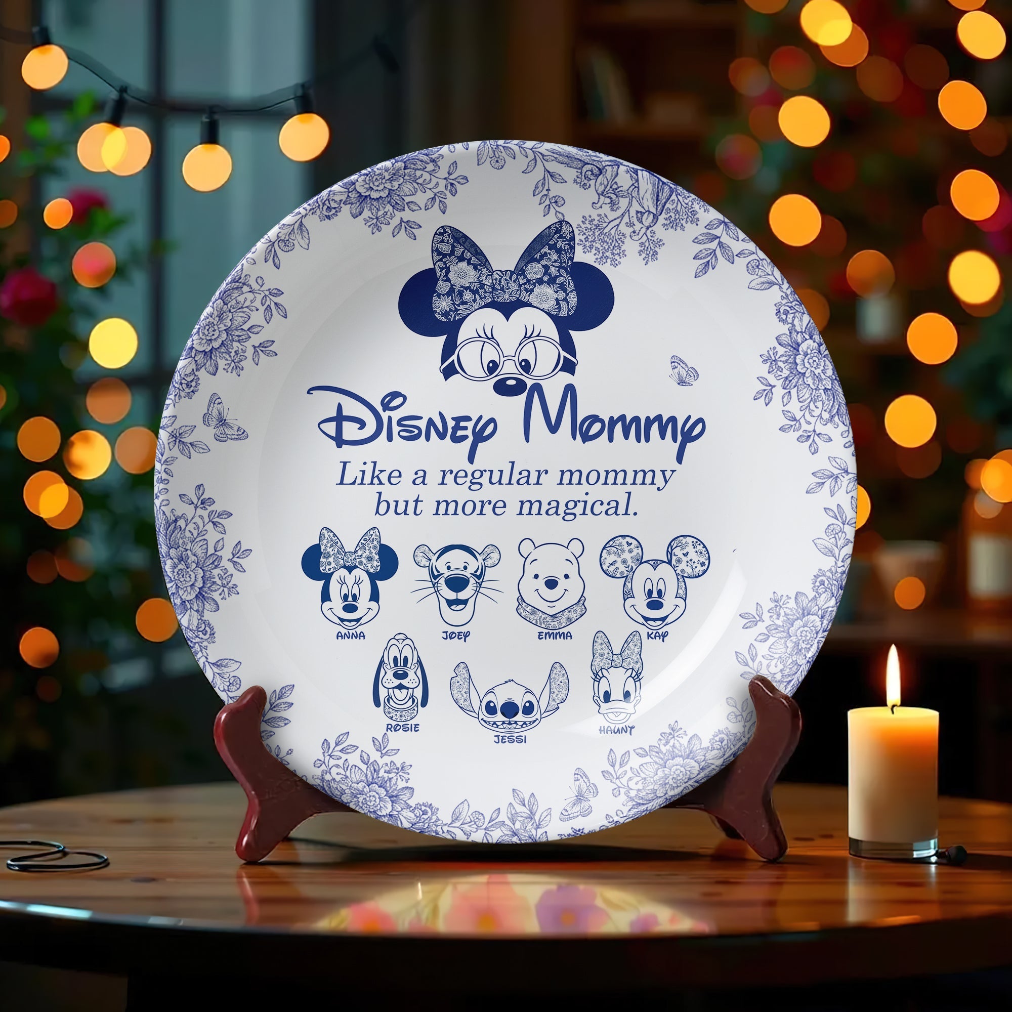 “Like a Regular Mommy but More Magical” - Magical Cartoon Characters Round Plate - Personalized Gift For Mom Ceramic Round Plate PopCulturePrints