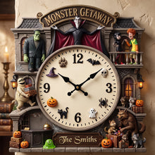 Load image into Gallery viewer, "Time for a Spooktacular Halloween" - Conjuring Mansion Hanging Wall Clock, Personalized Gift for Halloween Enthusiasts
