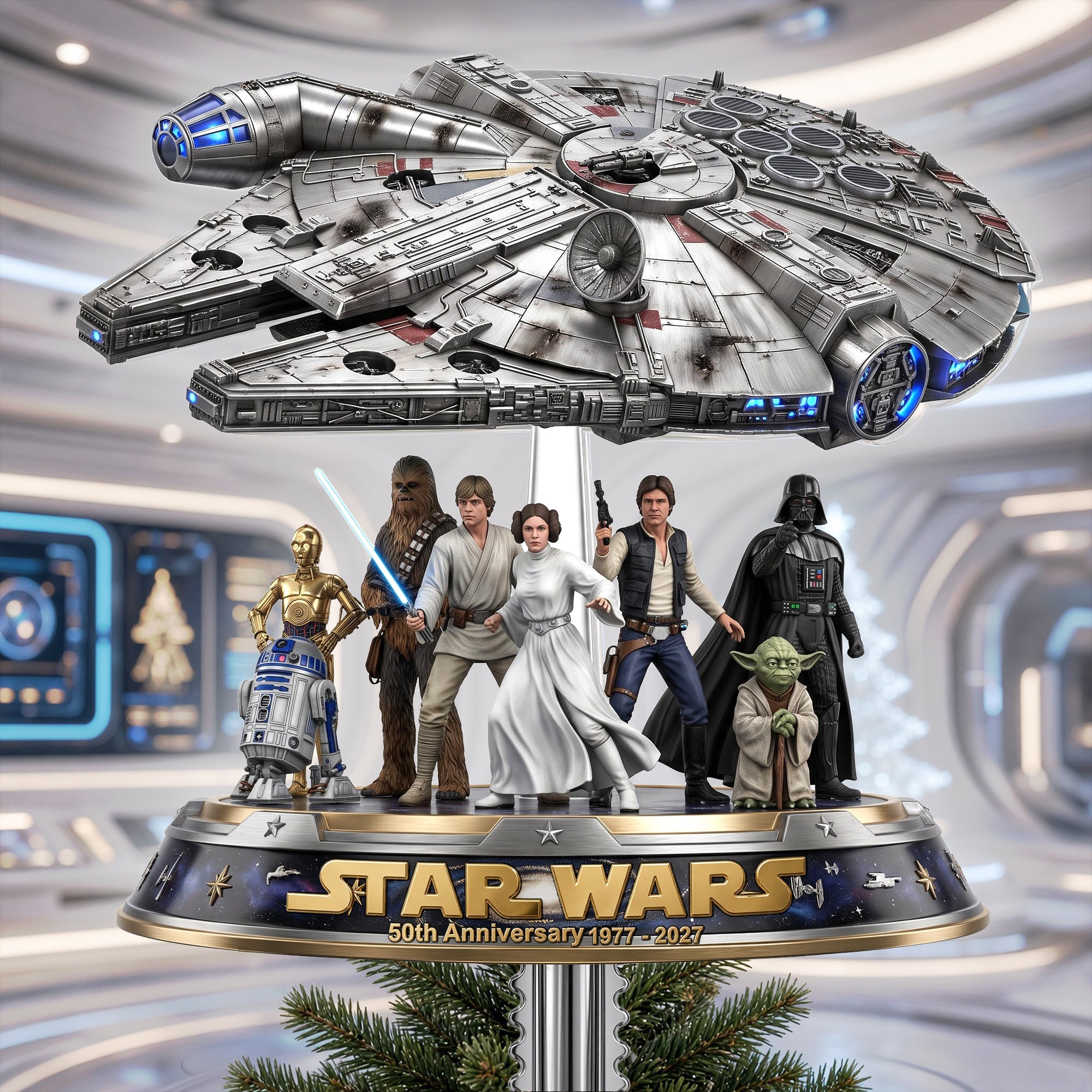 “Celebrate the Force: Touching Traditions” - Cosmic Christmas Tree Topper, Personalized Gift for Star Wars Fans