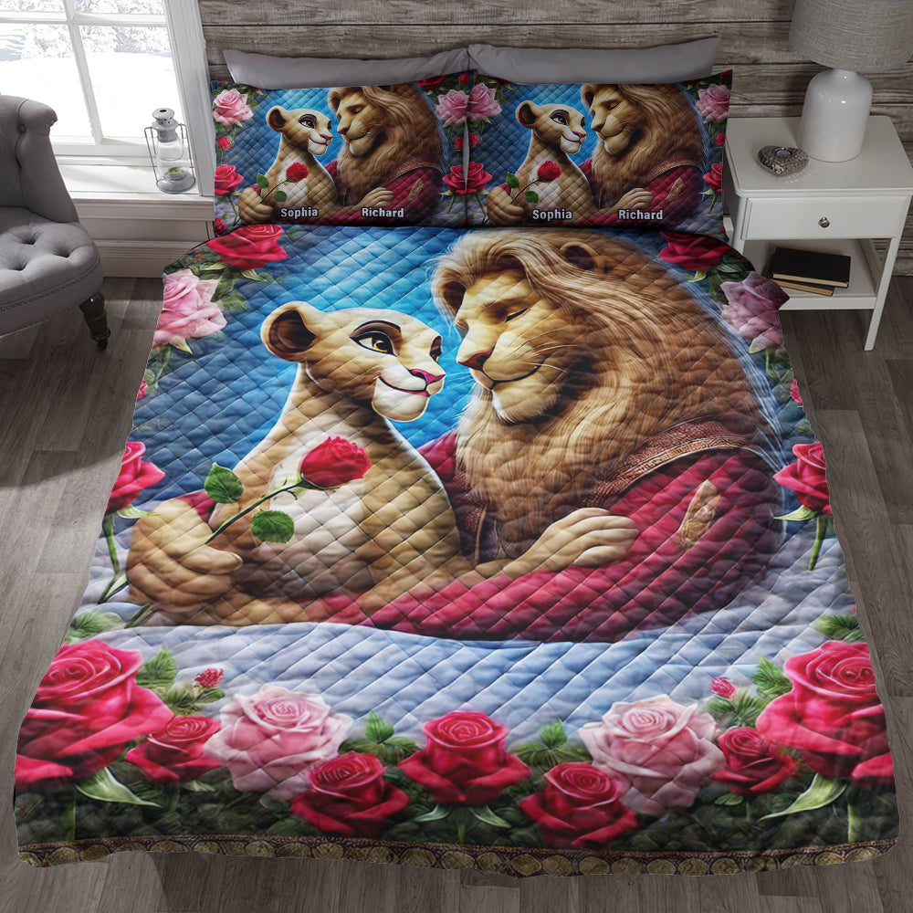 Personalized Couple Quilt Bedding Set - Enchanted Love Blanket PopCulturePrints