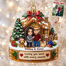 Load image into Gallery viewer, Loving You More with Every Season - Custom Photo Acrylic Ornament for Couples
