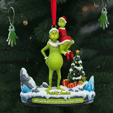 Load image into Gallery viewer, All I Want for Christmas: Hugging Green Monster Couple Ornament - Personalized Gift for Couples Ornament PopCulturePrints
