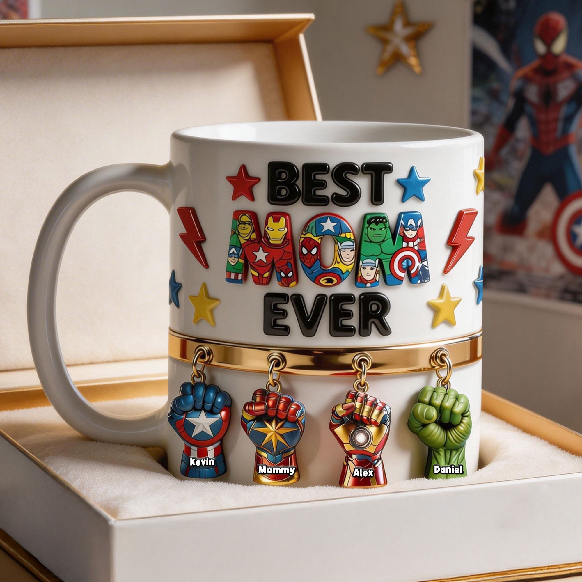 Best Mom Ever! - Personalized Mom Coffee Mug with Custom Names Coffee Mug PopCulturePrints