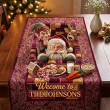 Load image into Gallery viewer, “Welcome to the Johnsons” - Fun Christmas Quilted Table Runner - Personalized Holiday Gift Quilted Table Runner PopCulturePrints
