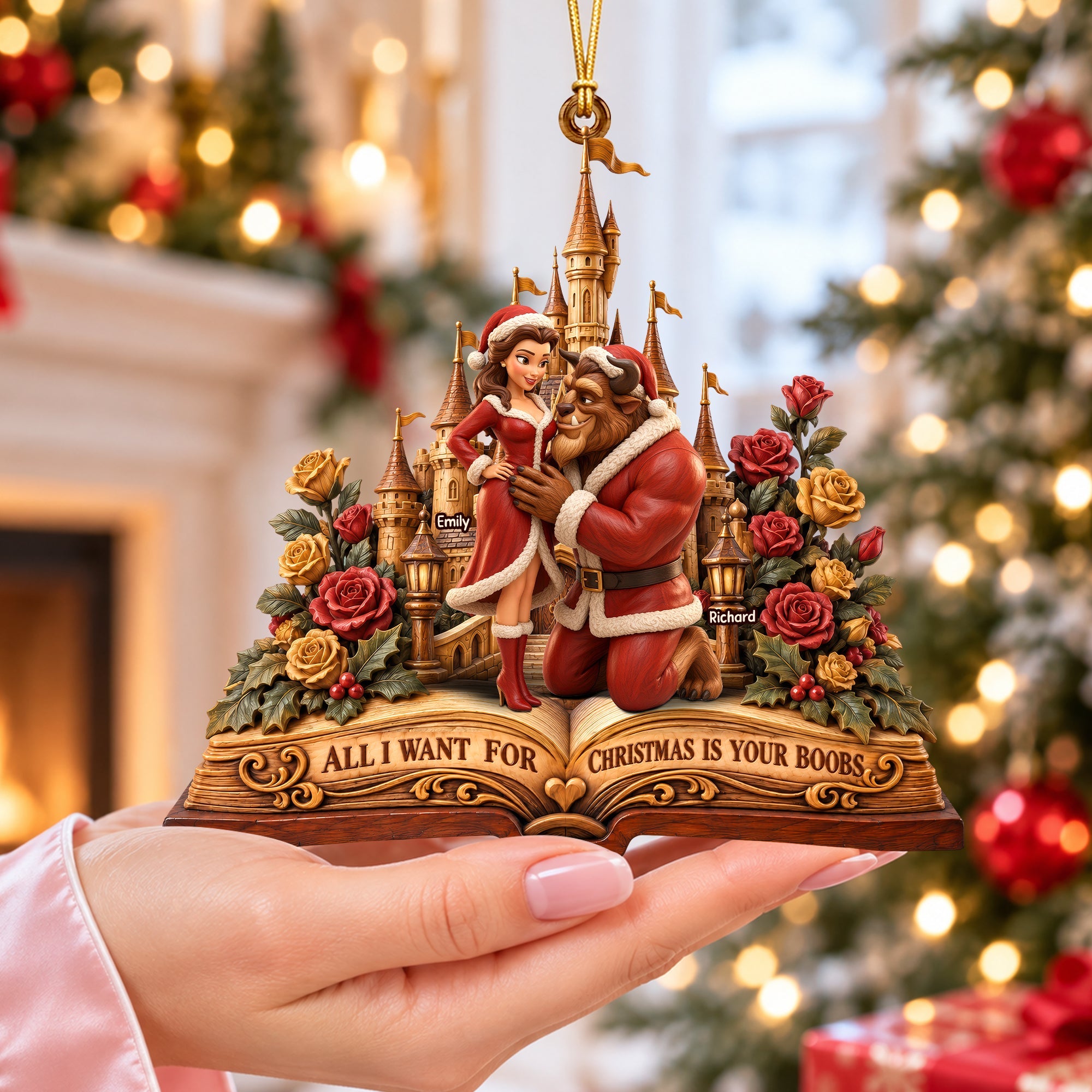 Playful Couple Romance Ornament - A Personalized Christmas Gift for Couples