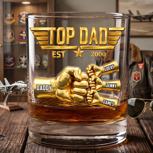 “Cheers to The Best Dad!” - Fist Bump Pilot Glass Mug - Personalized Gift for Dad, Grandpa, and Father Figures Glass PopCulturePrints