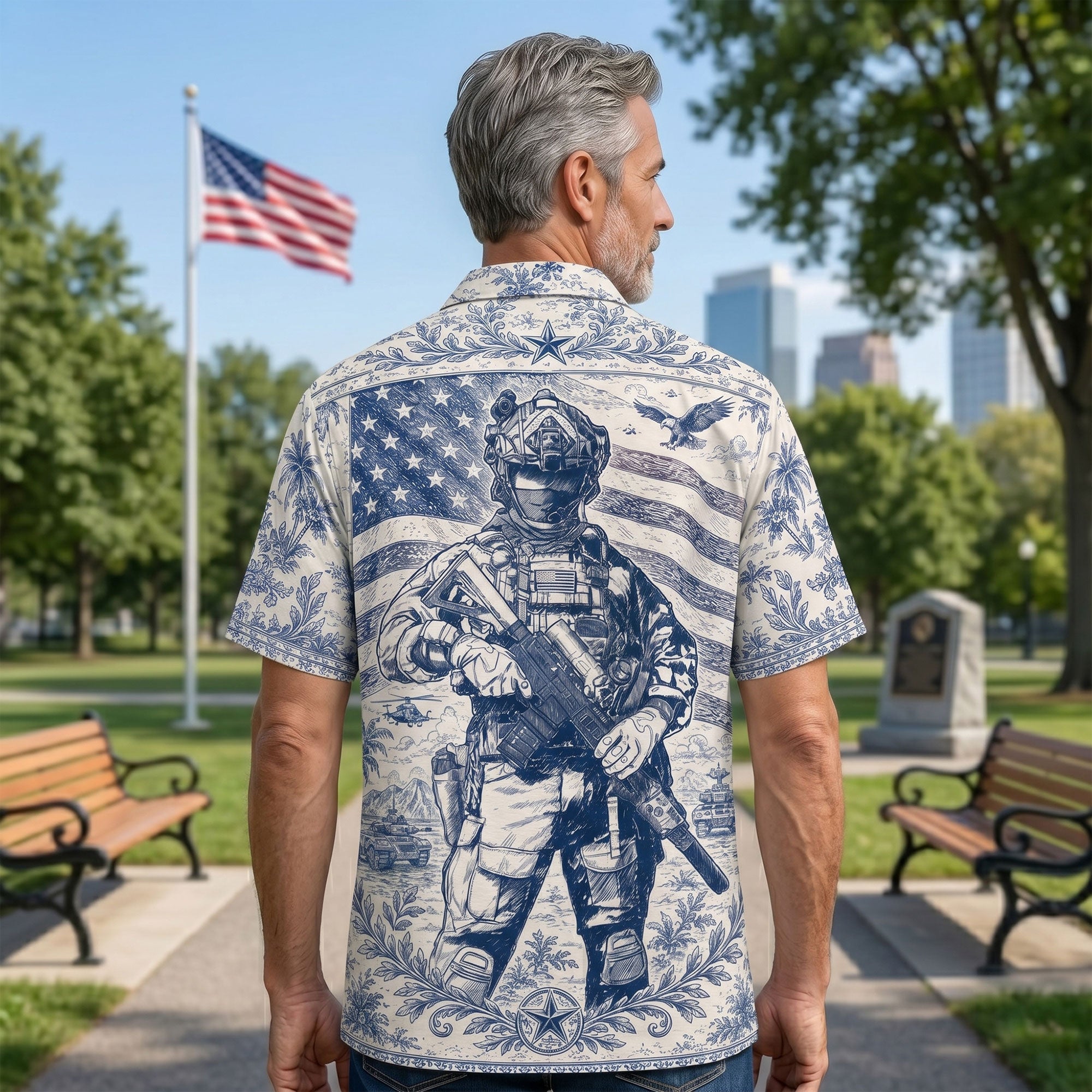 “Celebrate Freedom: 250 Years of Valor” - Personalized Veteran Hawaiian Shirt - Gifts for Veterans and Patriotic Americans Hawaiian Shirts PopCulturePrints