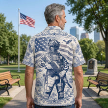 Load image into Gallery viewer, “Celebrate Freedom: 250 Years of Valor” - Personalized Veteran Hawaiian Shirt - Gifts for Veterans and Patriotic Americans Hawaiian Shirts PopCulturePrints
