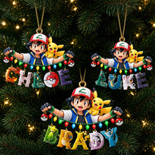 Load image into Gallery viewer, Adventure Alphabet Custom Name Ornament - Personalized Christmas Gift for Kids &amp; Pokémon Fans

