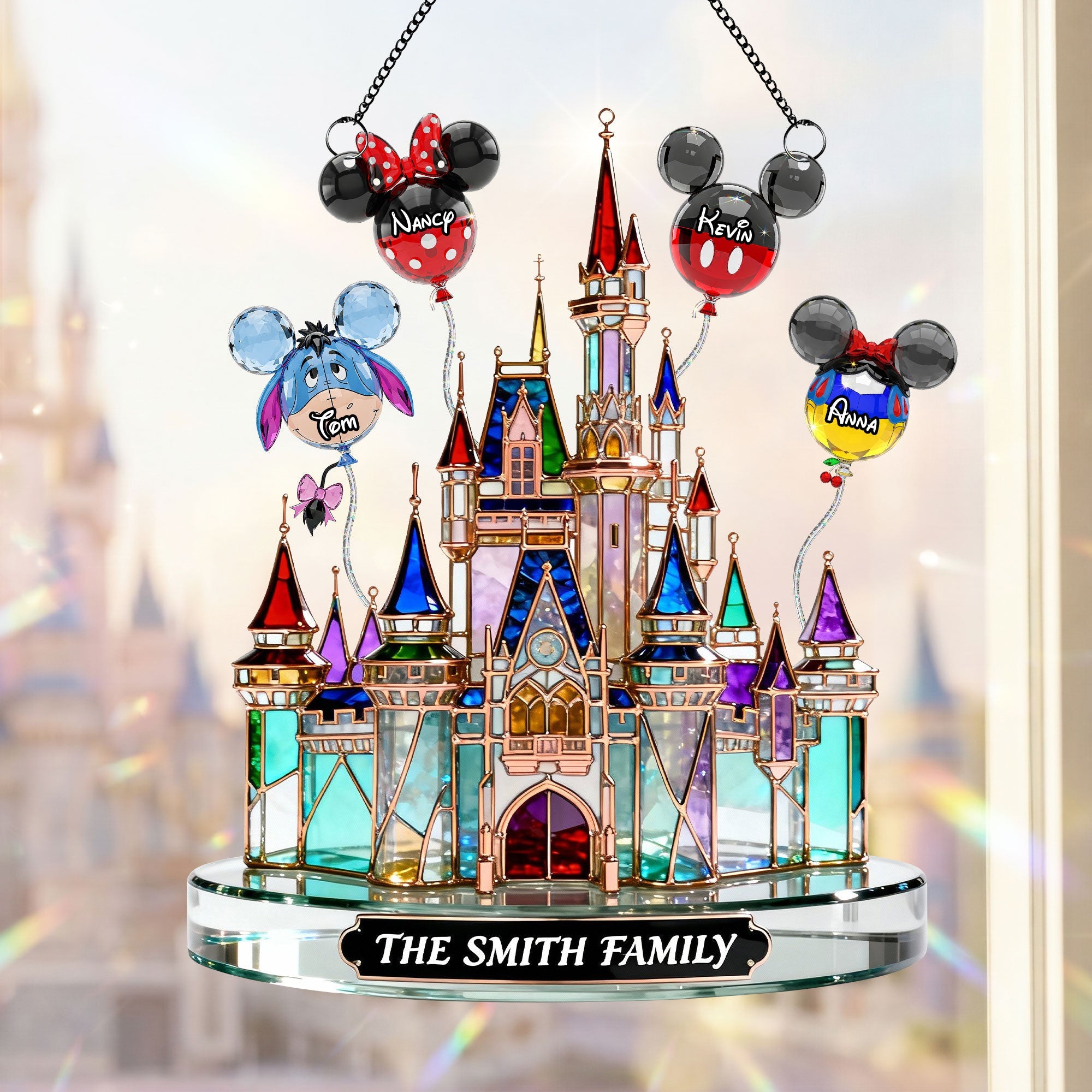 “Create Magical Memories” - Childhood Balloon Castle Suncatcher - Personalized Gifts for Family Ornament PopCulturePrints