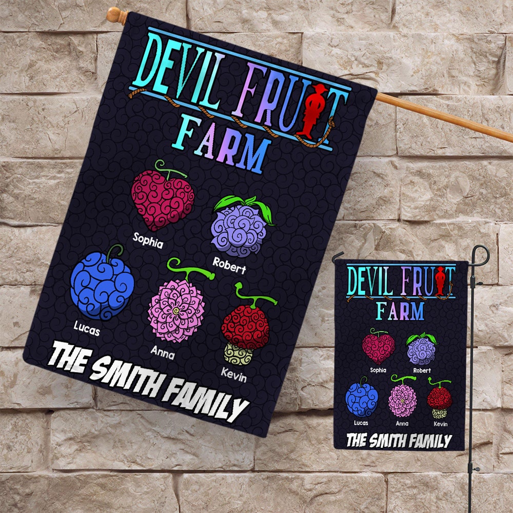 Personalized Family Garden Flag - Devil Fruit Farm Design Garden Flag PopCulturePrints
