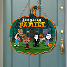 Load image into Gallery viewer, Personalized Halloween Horror Cartoon Family Wooden Sign
