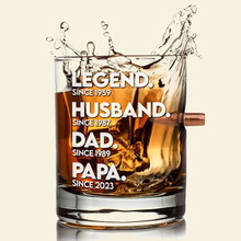 Load image into Gallery viewer, &quot;Legend since 1959 - Personalized Dad Bullet Glass | Unique Gift for Dad, Grandpa &amp; Husband&quot; Bullet Glass PopCulturePrints
