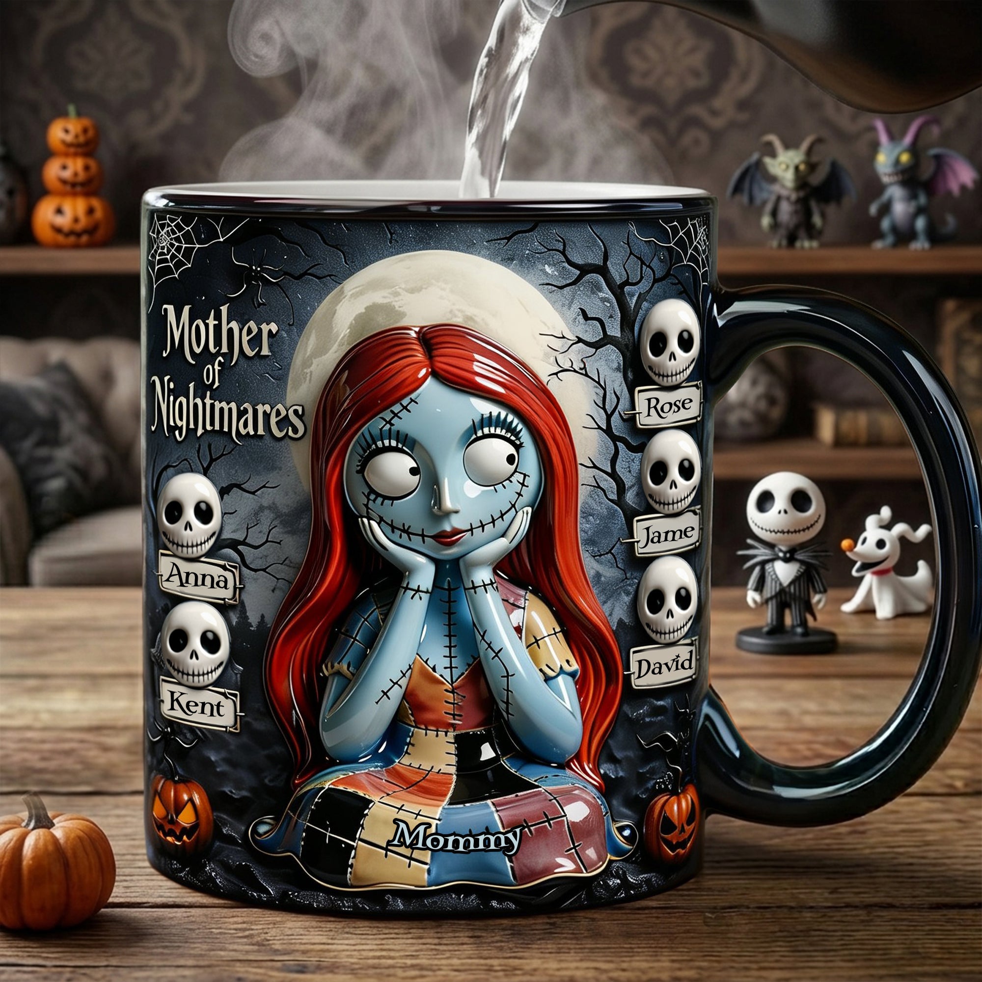 “Embrace the Spookiness!” – Personalized Spooky Mom and Kids Ceramic Coffee Mug for Mother's Day Coffee Mug PopCulturePrints