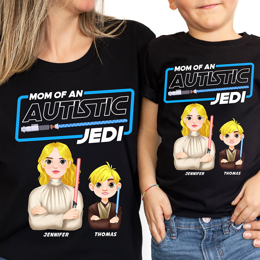 Mom of an Autistic Jedi - Personalized Autism Mom Shirt Shirts PopCulturePrints