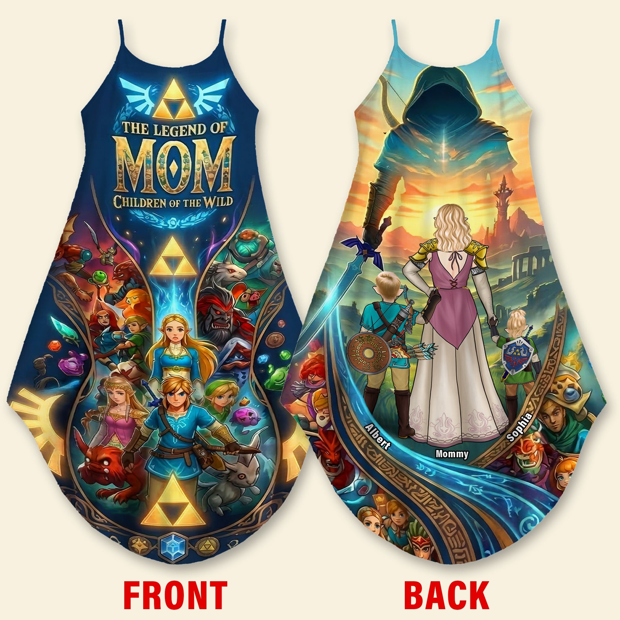 "Celebrate the Legend of Mom!" - Fantasy Wild Mom Suspender Maxi Dress - Personalized Gift for All Moms Dress PopCulturePrints