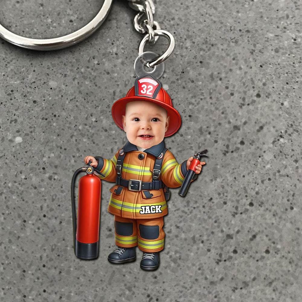Personalized Kids Firefighter & Police Keychain Gift Keychains PopCulturePrints
