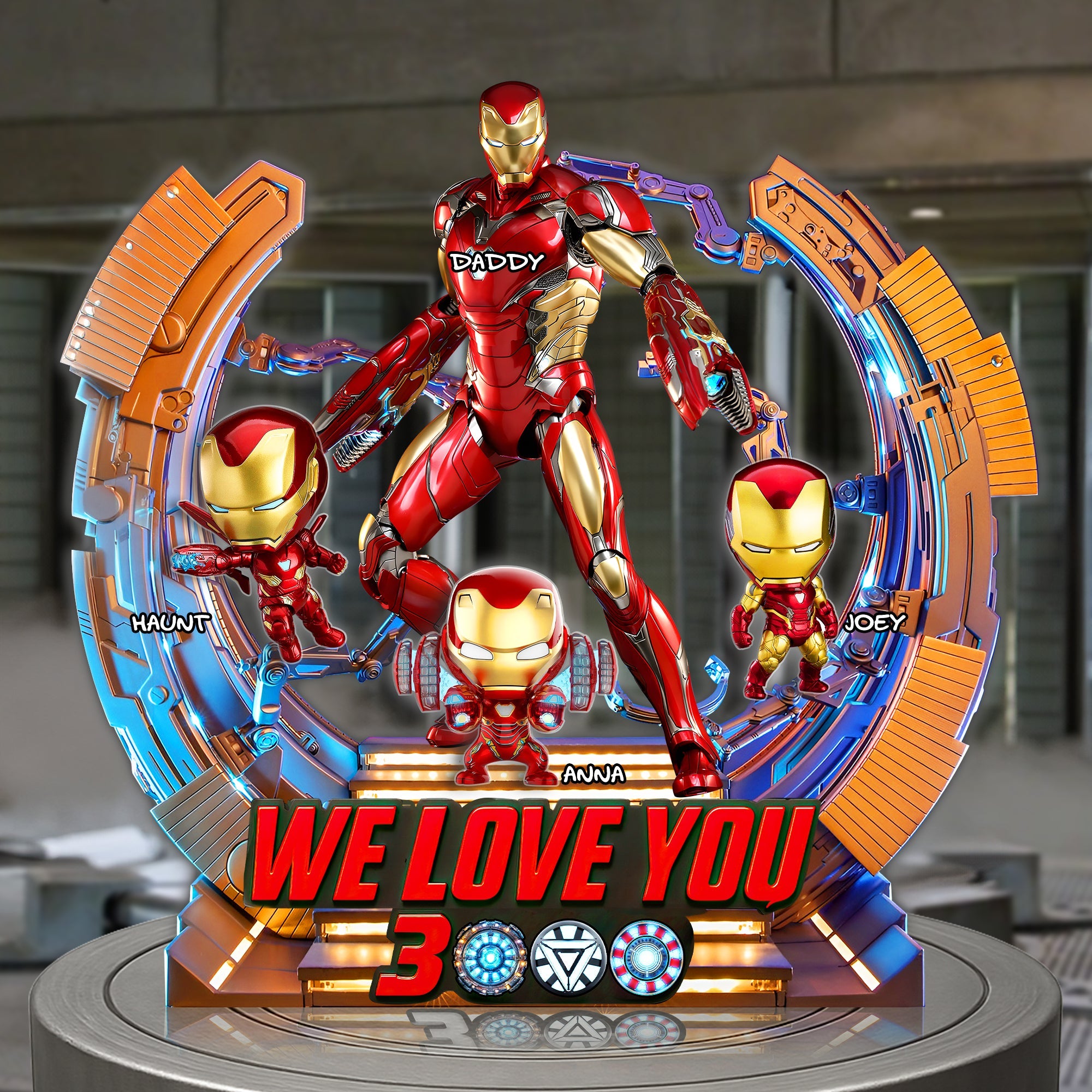 We Love You 3000: Iron Dad Plaque - Personalized Gift for Dad, Grandpa, and Superheroes Shaped Plaques PopCulturePrints