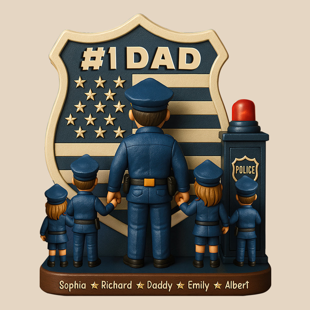 "Celebrating Everyday Heroes: Personalized Police Dad Plaque - Custom Gift for Dad, Grandpa, and Any Father Figure" Shaped Plaques PopCulturePrints